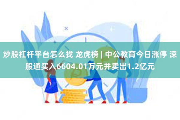 炒股杠杆平台怎么找 龙虎榜 | 中公教育今日涨停 深股通买入6604.01万元并卖出1.2亿元