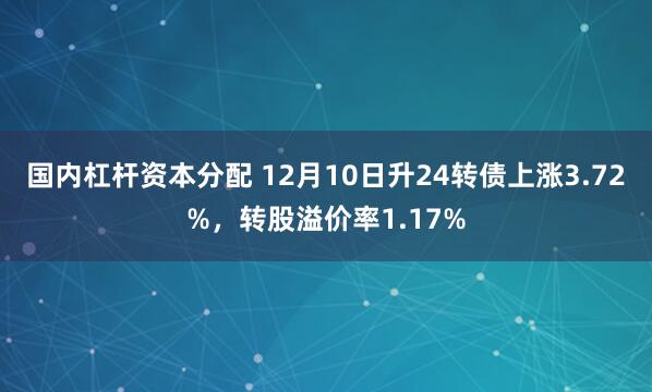 国内杠杆资本分配 12月10日升24转债上涨3.72%，转股溢价率1.17%