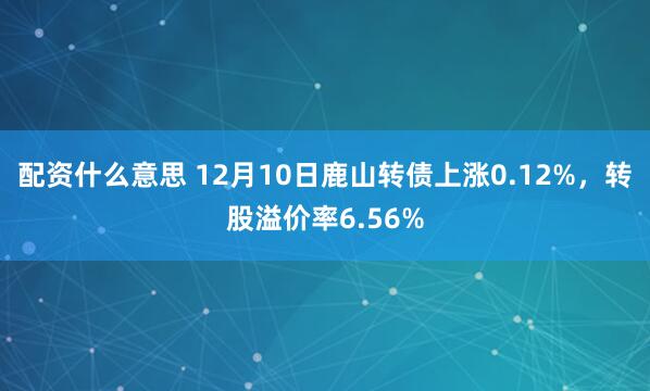 配资什么意思 12月10日鹿山转债上涨0.12%，转股溢价率6.56%