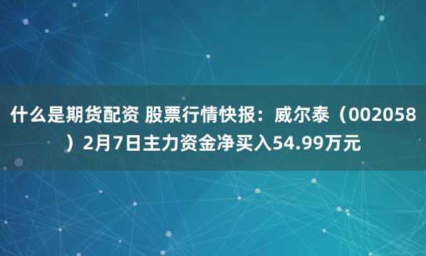 什么是期货配资 股票行情快报：威尔泰（002058）2月7日主力资金净买入54.99万元